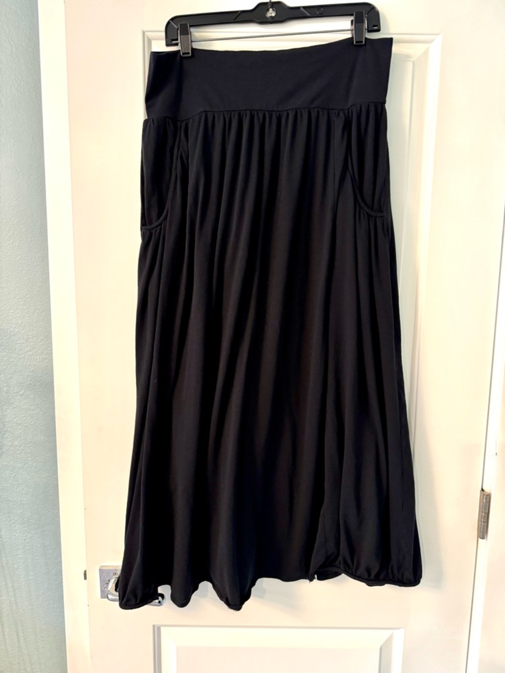 Garnet Hill Favorite Maxi Knit Skirt XL Black